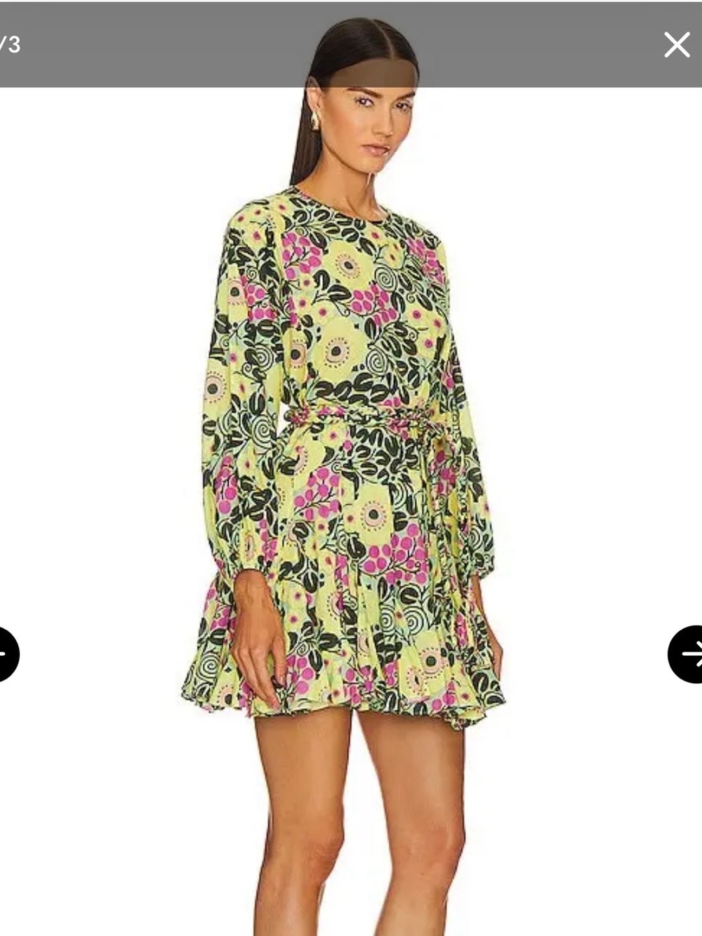 RHODE Multicolor Floral Slip Dress with Yellow & Pink Bloom Print